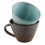 Blumenfisch Milchkaffe-Tassen Bolle Türkis und Asche