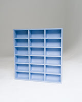 JW-Regal Blau 80cm hoch mit 15 Einlegeböden - Frontansicht