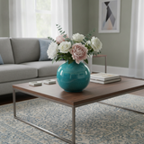 Vase Carla – Kugelige Vase aus Steinzeug | Ø20cm | Grau/Asche & Grau/Meergrün
