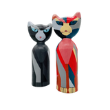 Spardose Katze – Handbemalte Spardose aus Papiermaché | Bunt & Grau