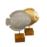 Vergleich der beiden Farbvarianten von Fisch Friedrich nebeneinander