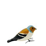 Buchfink Formvogel aus Papiermaché – rotbraunes und blaugraues Gefieder