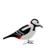 Buntspecht Formvogel aus Papiermaché – schwarz-weiß mit rotem Nacken