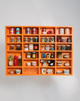 JW-Regal Orange 118cm hoch mit 20 Einlegeböden - Frontansicht