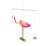 Mobilé Künstlerkranich Mobile aus recyceltem Papier vollständig aufgehängt in Rosa