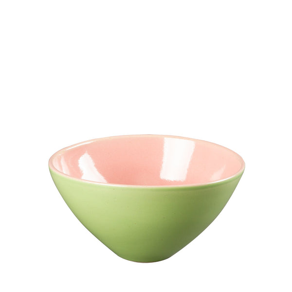 Müslischale Nuria in frischer grün-rosa Farbkombination.

