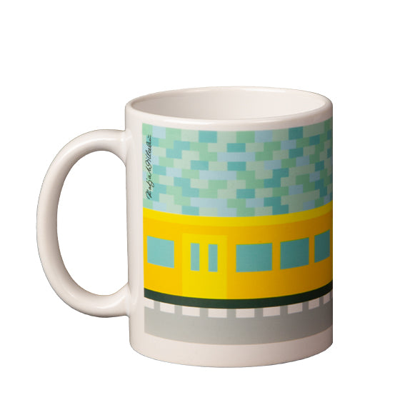 Nahaufnahme des Pixel-Berlin-Motivs auf der Porzellantasse