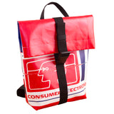 Detail des robusten Planen-Materials des nachhaltigen Rucksacks