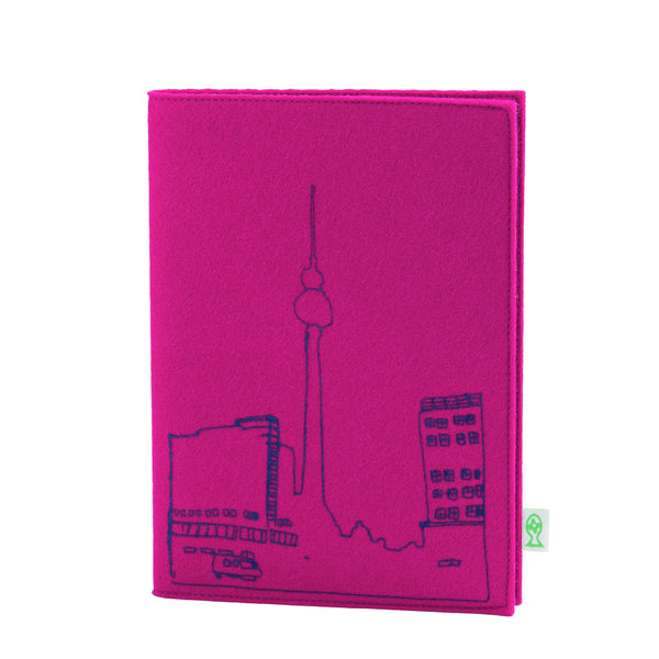 Skizzenbuch Alex mit Berlin-Design auf weichem Wollfilz-Einband.