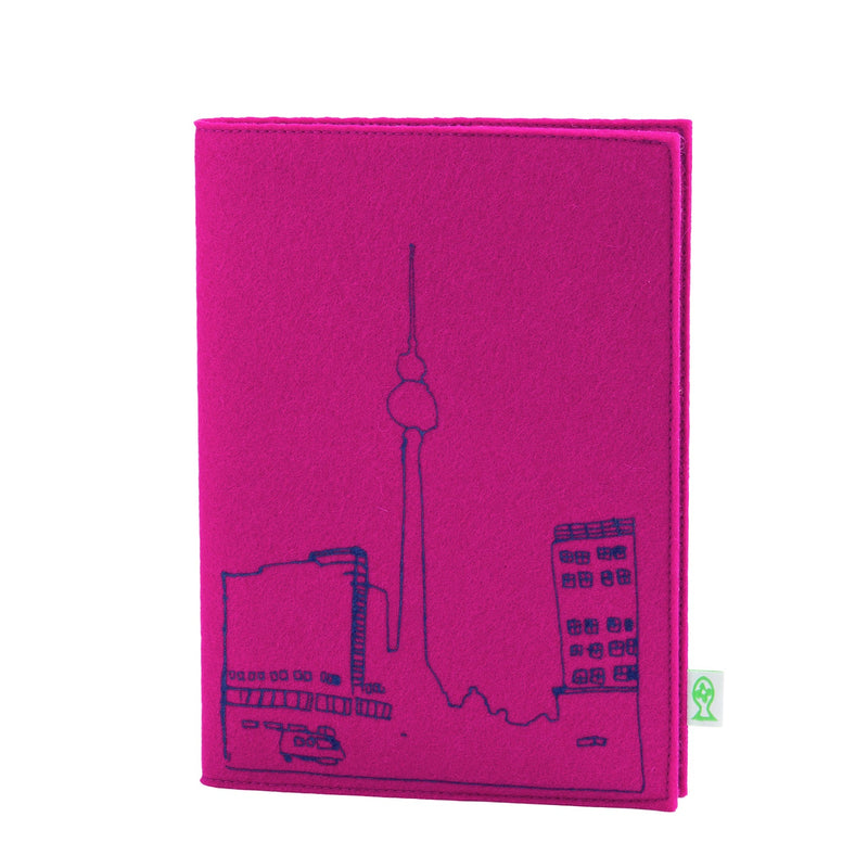 Skizzenbuch Alex mit Berlin-Design auf weichem Wollfilz-Einband.
