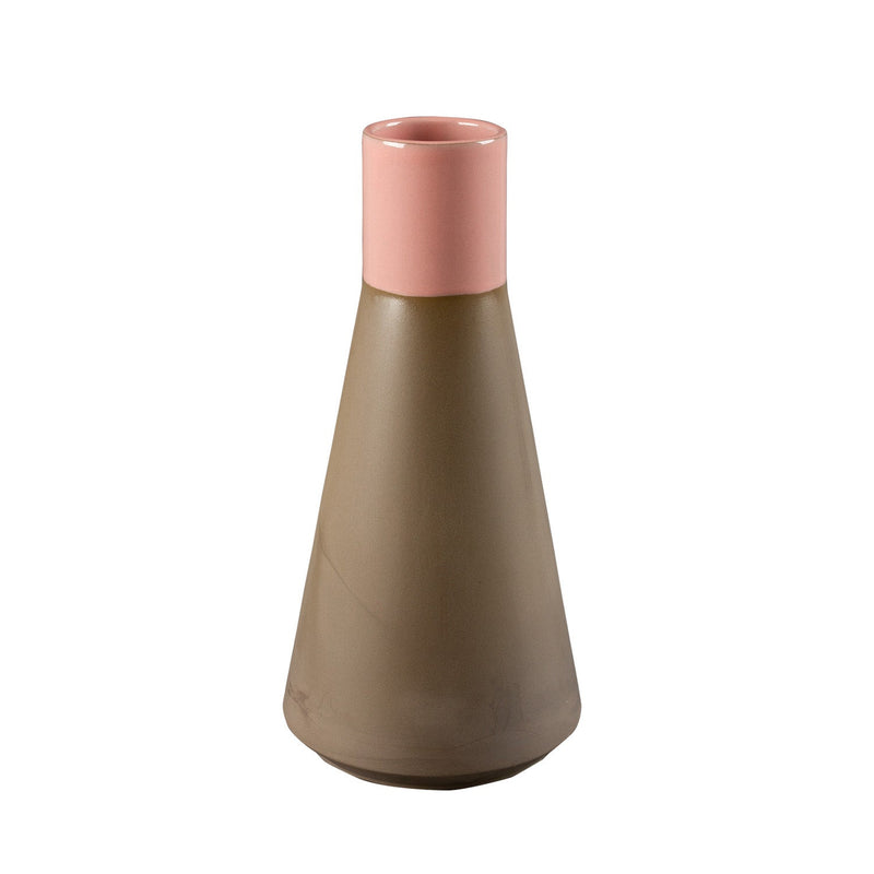 Handgefertigte Vase Rhea aus Steinzeug mit rosa Glasur